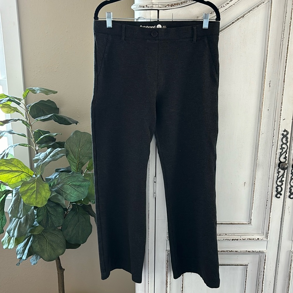 Betabrand Charcoal Gray Straight-Leg Classic Dress Yoga Pants Womens sz LP